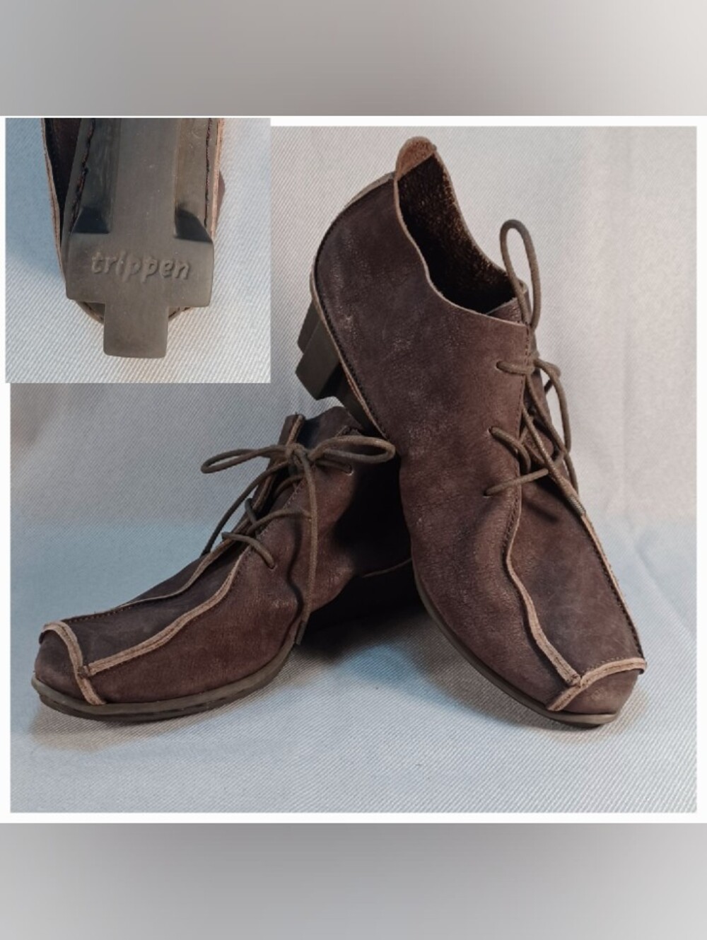 Trippen Route In Espresso Brown Cross Sole Brown Wedge Shoe Size 39 (8.5)